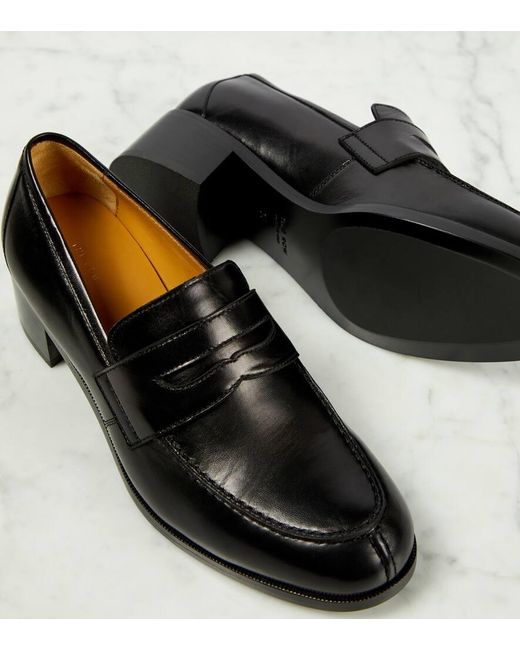The Row Black Vera Leather Loafer Pumps