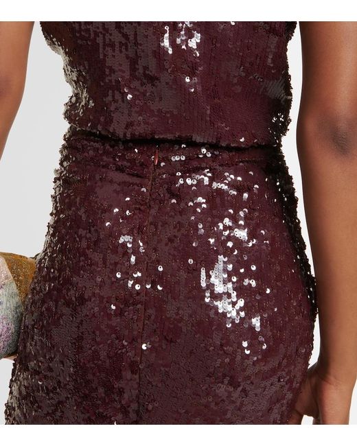 Dries Van Noten Purple Sequined Jersey Maxi Skirt