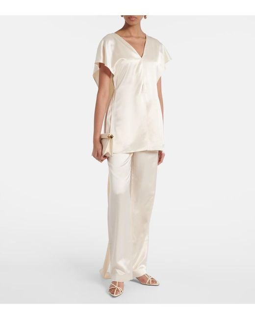 TOVE White Sara Caped Satin Top