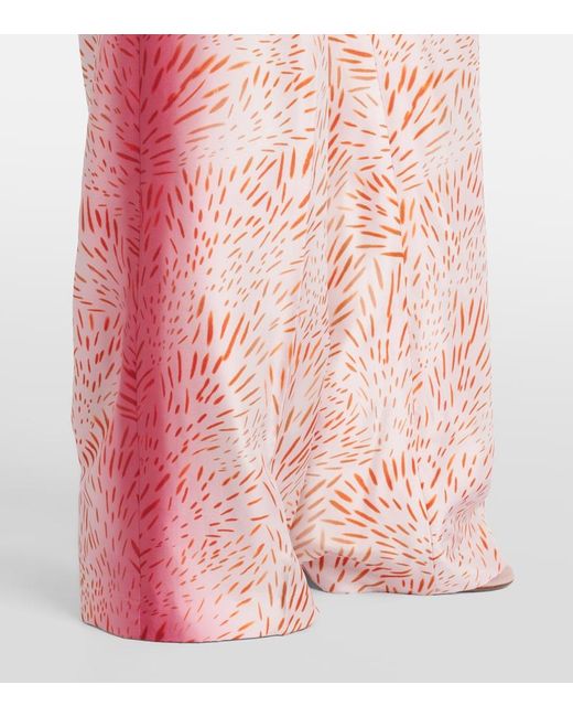 Dries Van Noten Pink Printed Silk Wide-Leg Pants