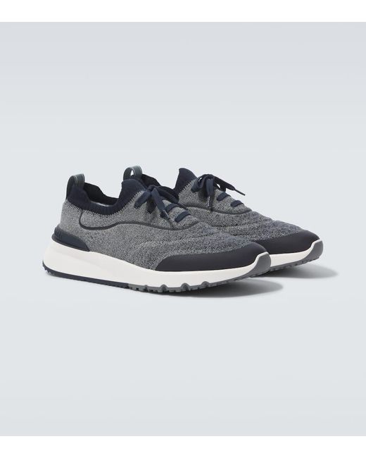 Brunello Cucinelli Sneakers Aus Strick in Blue für Herren