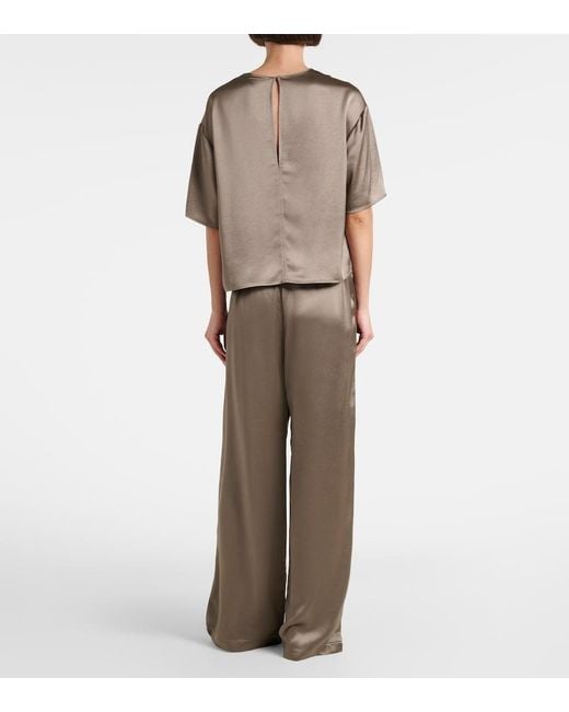 Leset Brown Barb Satin Wide-Leg Pants