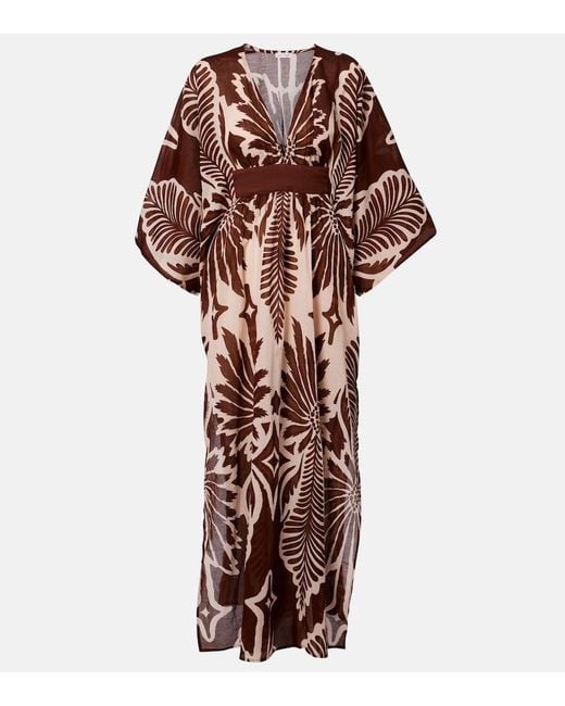 Poupette Brown Sol Printed Cotton Muslin Kaftan