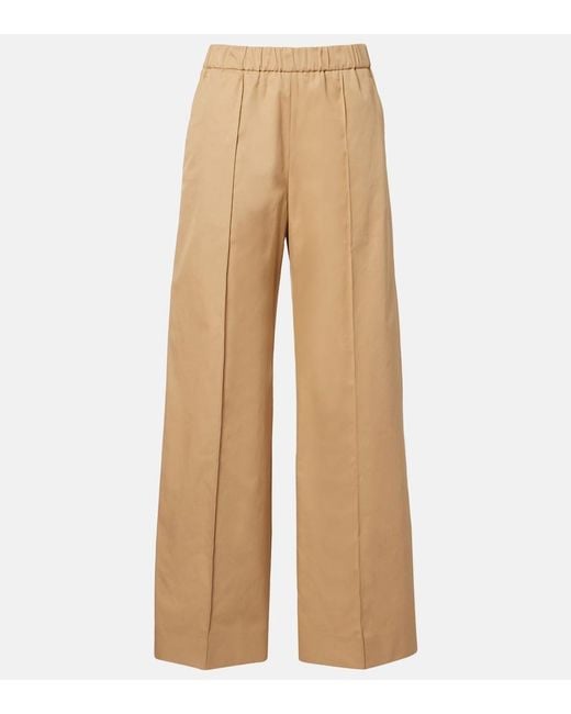 Jil Sander Natural Cotton Drill Wide-Leg Pants