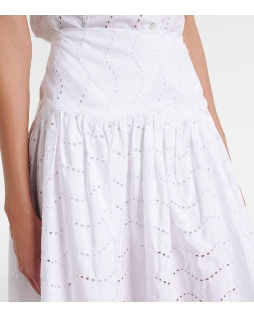 Polo Ralph Lauren White Broderie Anglaise Cotton Midi Skirt