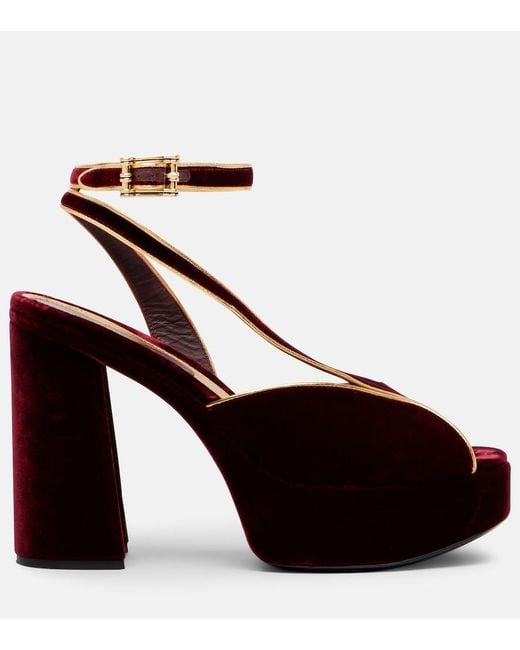 Etro Red 120 Velvet Platform Sandals
