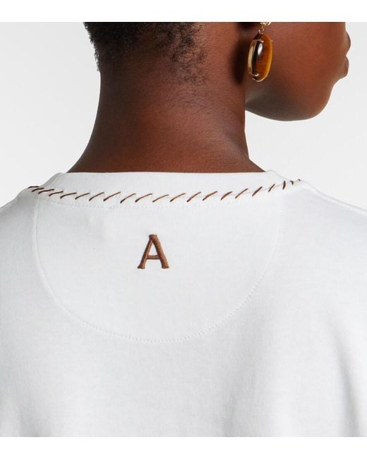 ALÉMAIS White Scuba Embroidered Cotton T-Shirt