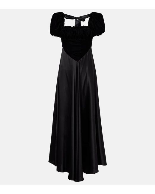 Robe Longue En Velours Et Satin De Soie Rodarte en coloris Black
