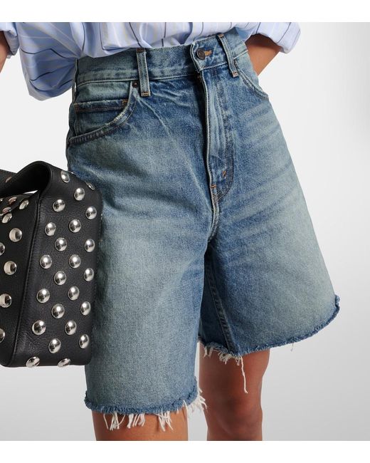 Nili Lotan Blue Russel Low-Rise Denim Shorts