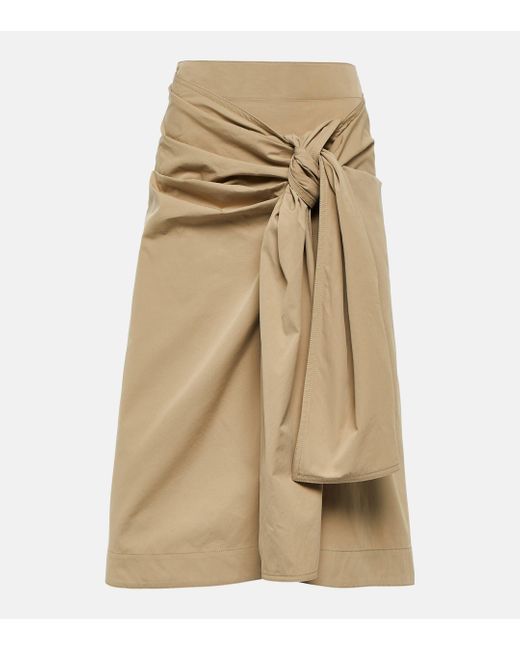 Bottega Veneta Natural Draped Cotton-blend Midi Skirt