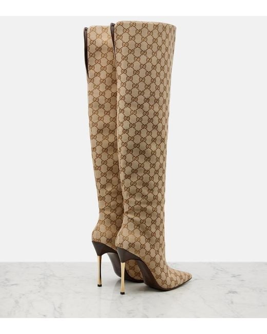 Gucci Natural Bombshell Gg Canvas Over-The-Knee Boots