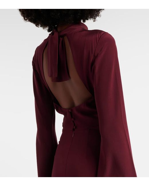 Johanna Ortiz Red Aurora Magica Beaded Silk Gown