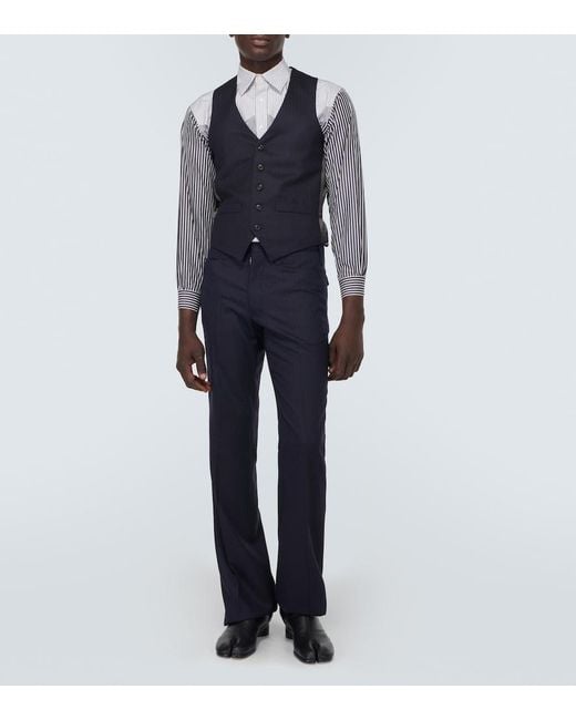 Maison Margiela Gray Striped Cotton-Blend Shirt for men