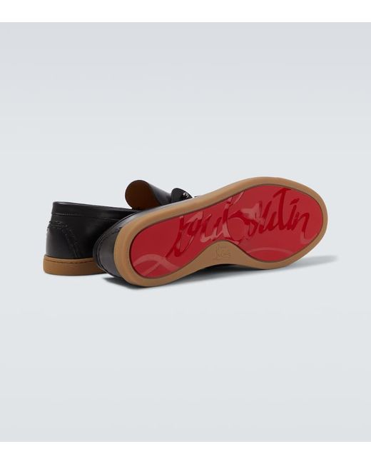 Christian Louboutin Black Chambeliboat Leather Slip-On Shoes for men