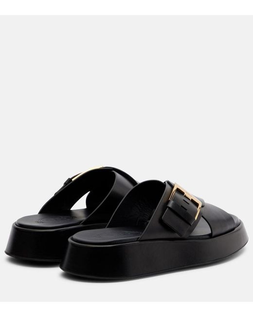 Tod's Black Leather Slides