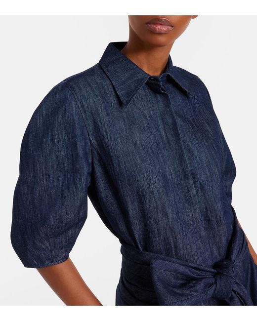 Gabriela Hearst Blue Sansi Cotton And Linen Denim Shirt