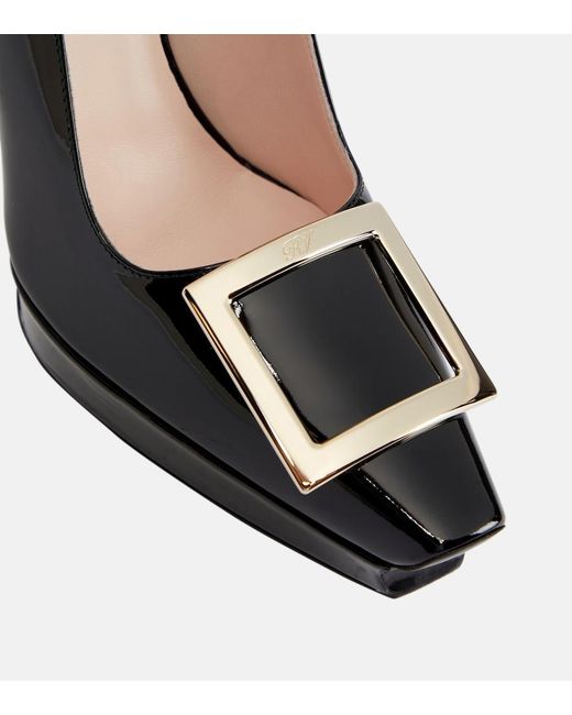 Roger Vivier Black Belle Vivier Patent Leather Platform Pumps