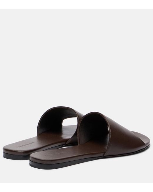 AMINA MUADDI Brown Bianca Leather Slides
