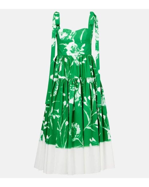 Vestido Midi En Popelin De Algodon Erdem de color Green