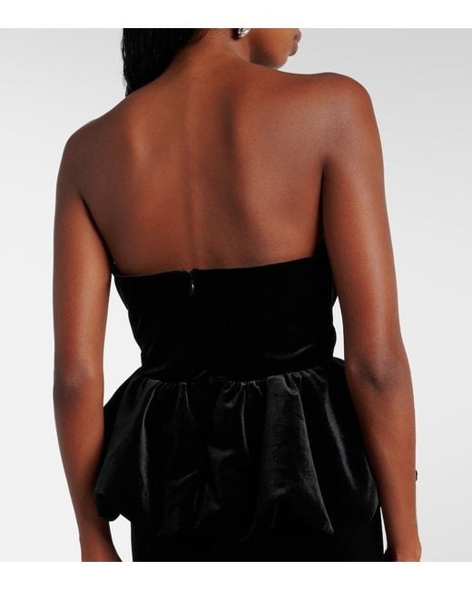 Self-Portrait Black Peplum Velvet Bustier Gown