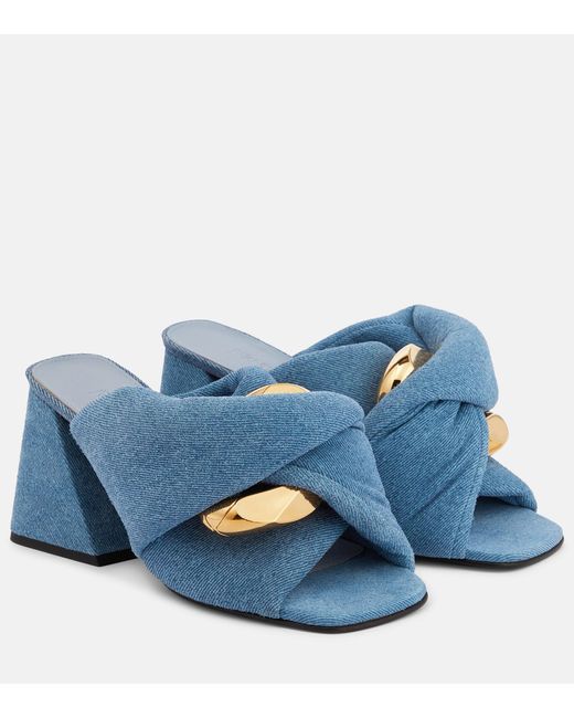 JW Anderson Chain And Twist Denim Mules in Blue | Lyst
