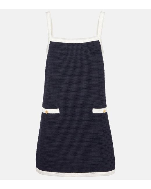 Gucci Blue Knitted Cotton-Blend Minidress