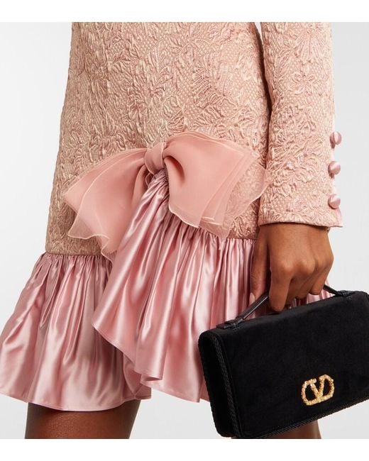 Valentino Pink Wool And Silk-Blend Matelasse Minidress