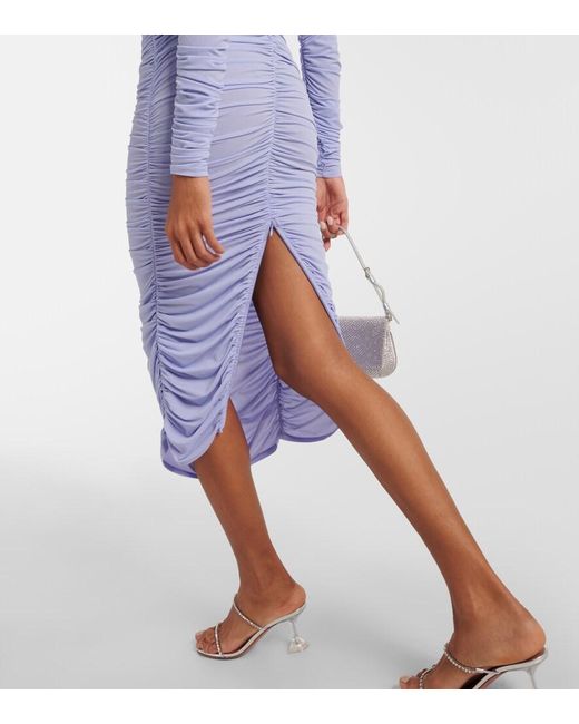 Alex Perry Blue Ruched Crepe Jersey Midi Dress