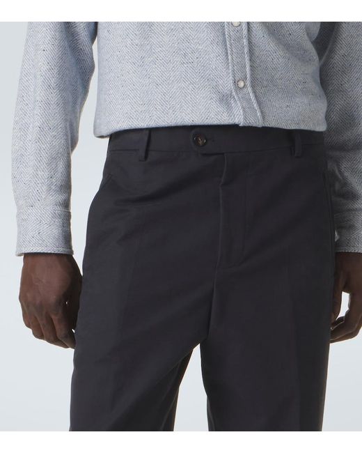 Umit Benan Blue Matt Cotton-Blend Straight Pants for men