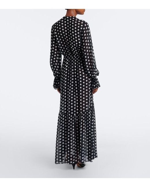 Alexandra Miro Black Clementine Polka-Dot Maxi Dress