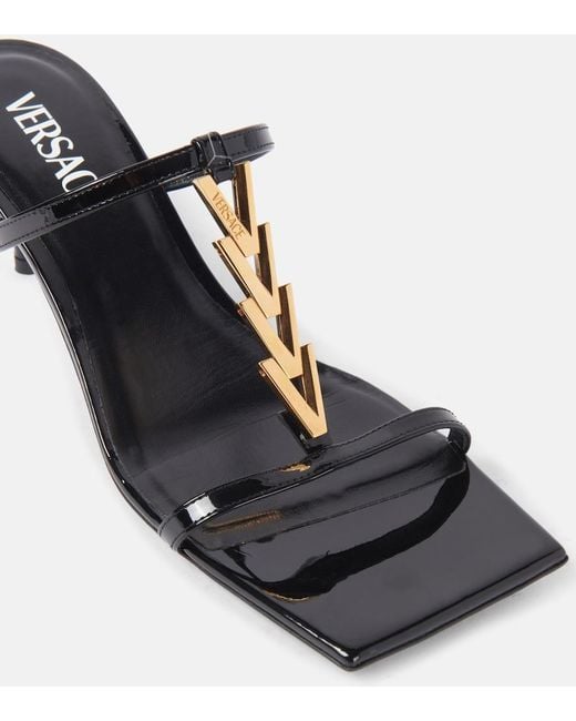 Versace Blue 40 Patent Leather Sandals