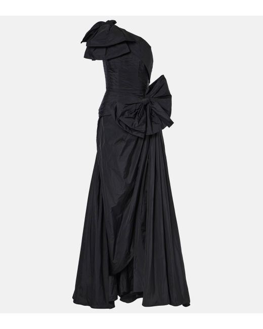 Elie Saab Black Bow-Detail One-Shoulder Taffeta Gown