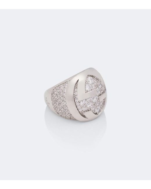 Gucci White Interlocking G Embellished Ring