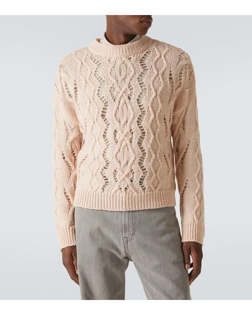 Our Legacy Natural Cable Sonar Roundneck Wool Sweater for men