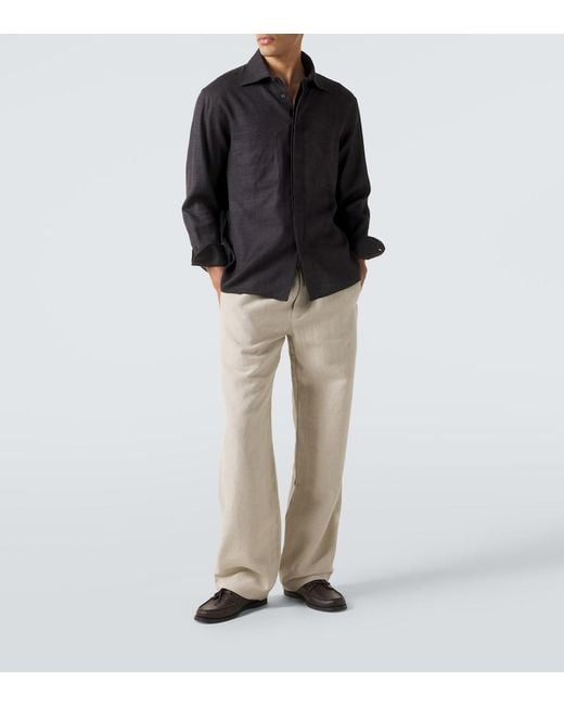 Saman Amel Black Regis Silk Shirt Jacket for men