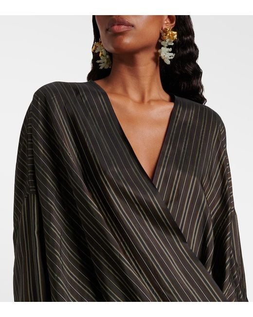 Top Envolvente A Rayas Dries Van Noten de color Black