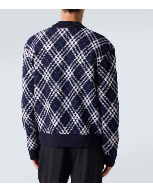 Burberry Blouson Check Aus Einem Wollgemisch in Blue für Herren