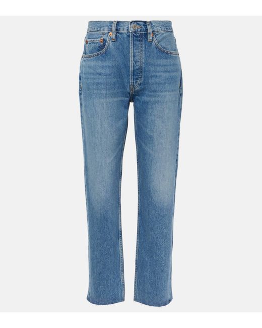 Re/done Blue '70s Stove Pipe Straight Jeans