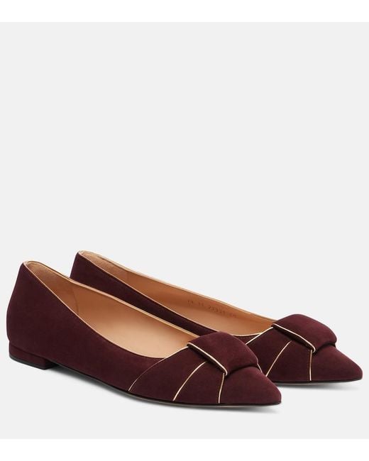 Gianvito Rossi Red Suede Ballet Flats