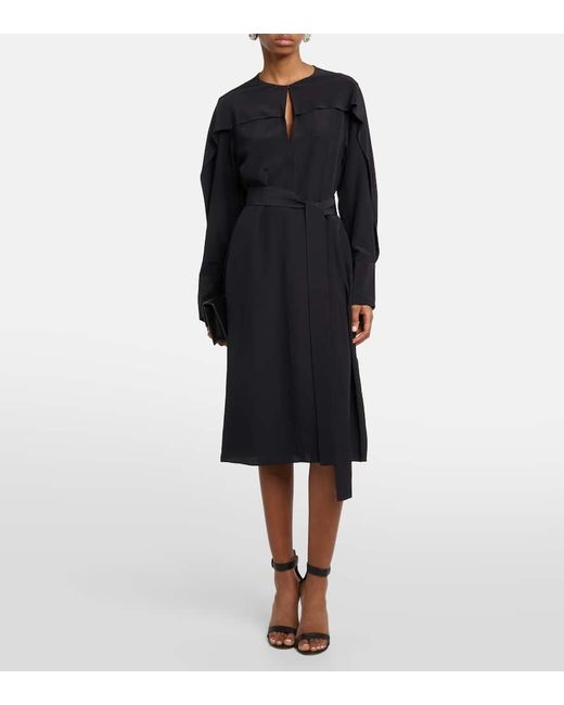 Joseph Black Danville Silk Crepe De Chine Midi Dress