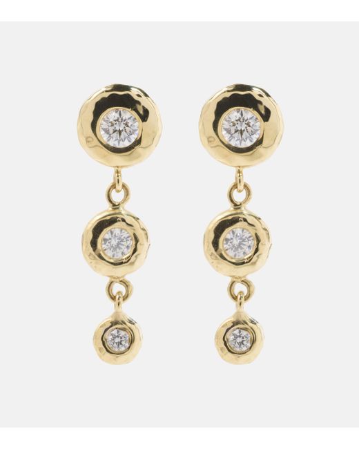 Octavia Elizabeth Metallic Nesting Gem 18kt Gold Drop Earrings With Diamonds