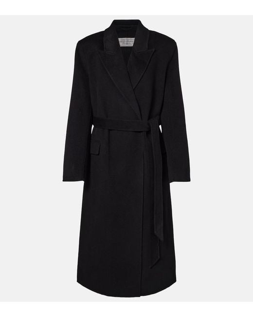 Acne Black Wool And Cashmere Wrap Coat