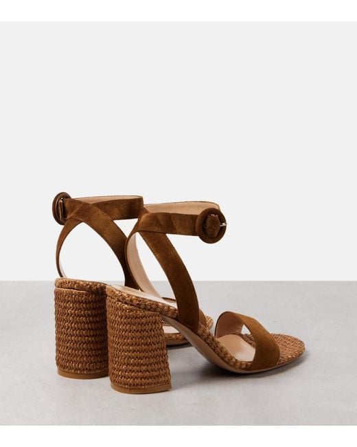 Gianvito Rossi Brown Sue 85 Suede-Trimmed Sandals