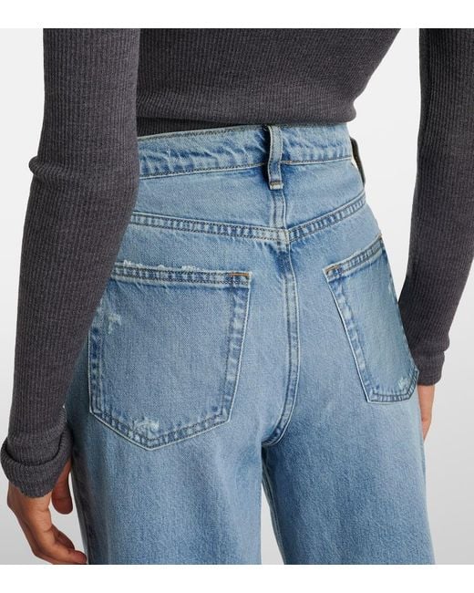 FRAME Blue High-Rise Wide-Leg Jeans Le Jane
