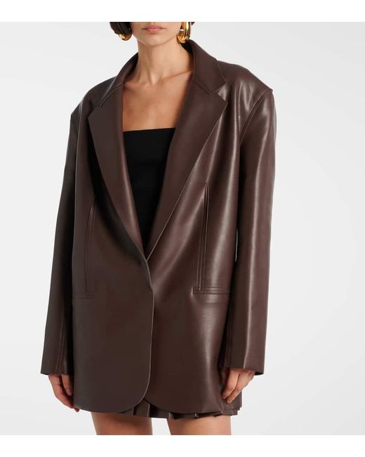 Norma Kamali Brown Oversized Faux Leather Blazer