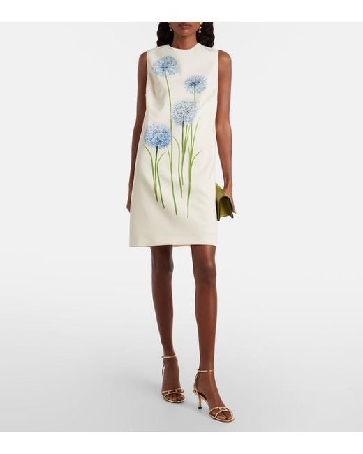 Oscar de la Renta White Allium Wool-Blend Minidress
