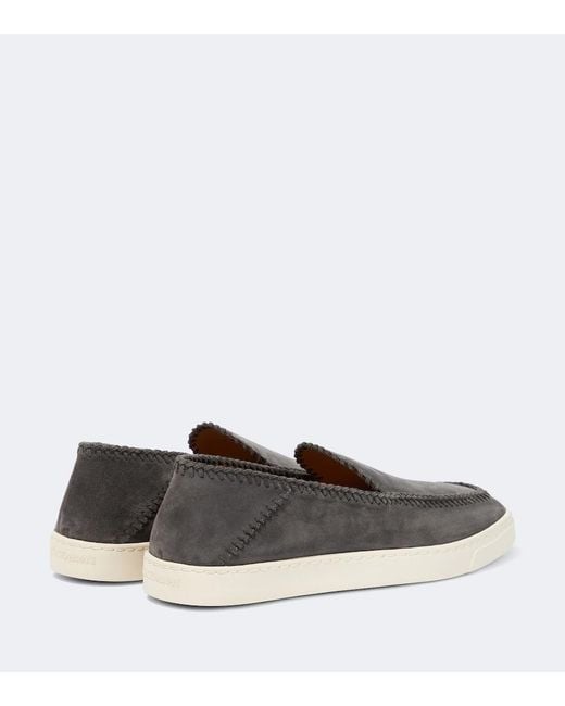 Giorgio Armani White Galleria 3 Suede Slip-On Shoes for men