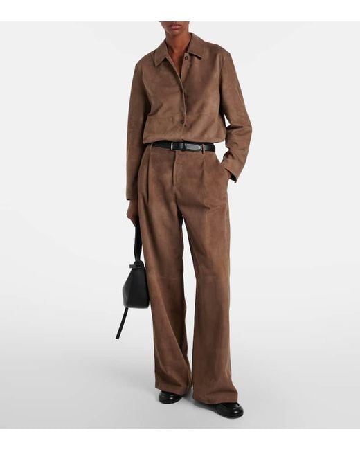 Max Mara Brown Hemdjacke Estate Aus Veloursleder