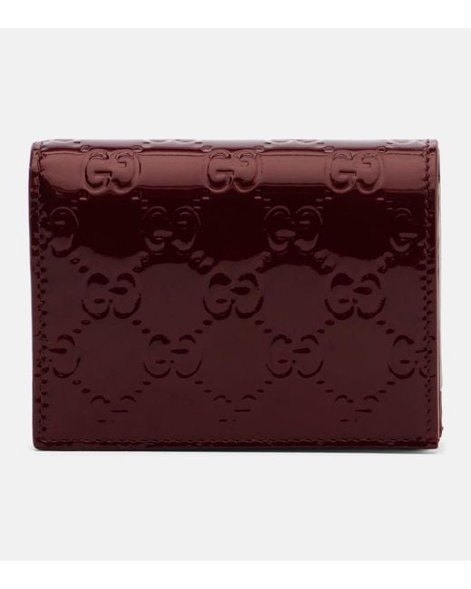 Gucci Red Gg Emblem Patent Leather Wallet