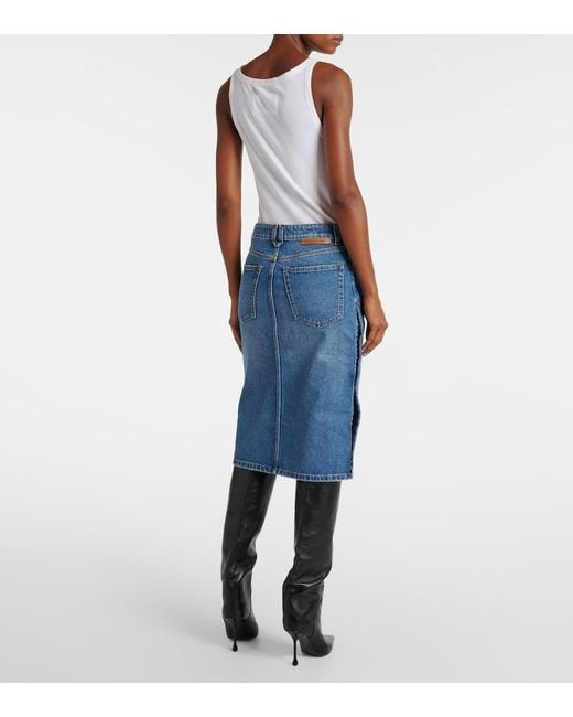 Stella McCartney Blue Mid-Rise Denim Pencil Skirt